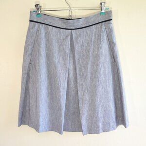 Des Pres Japan Linen Blend Pleated Skirt Pockets Lined Blue  Women's Small